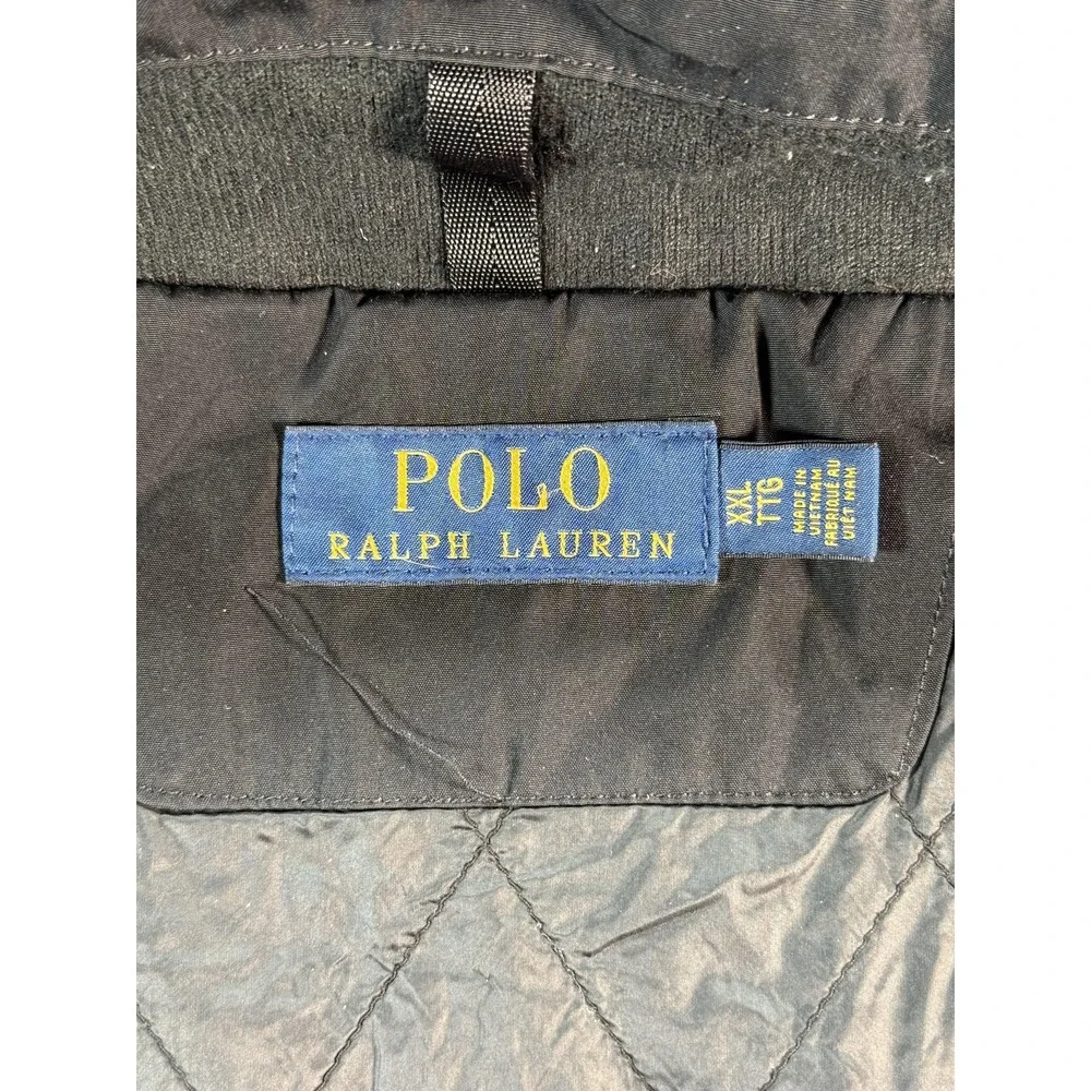 Polo Ralph Lauren Jacket Mens 2XL Black Hooded Quilted Lined Zip Windbreaker‎
